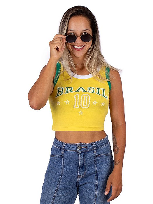 Blusa Cropped Brasil Amarela