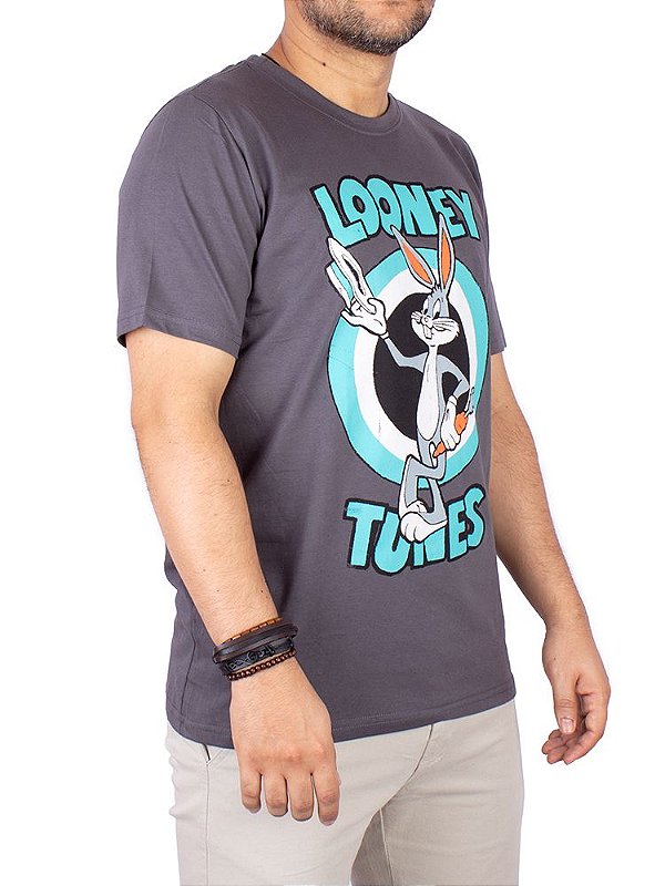 Camiseta Looney Tunes Pernalonga Cinza Chumbo Oficial