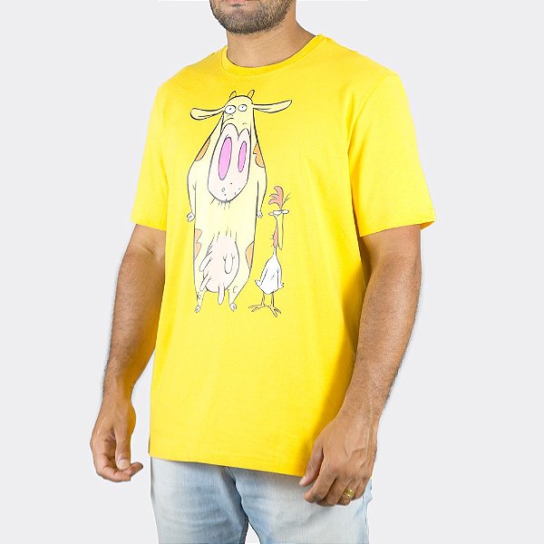 Camiseta Cartoon Network Vaca e Frango Amarela Oficial