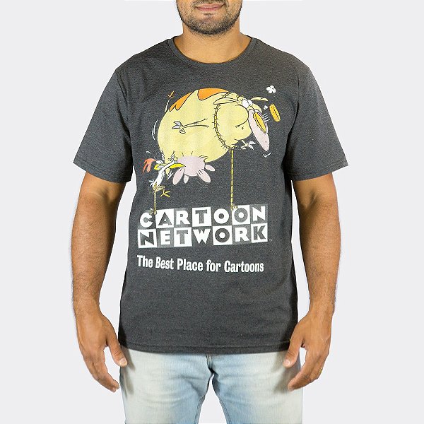 Camiseta Cartoon Network Vaca e Frango Grafite Mescla Oficial