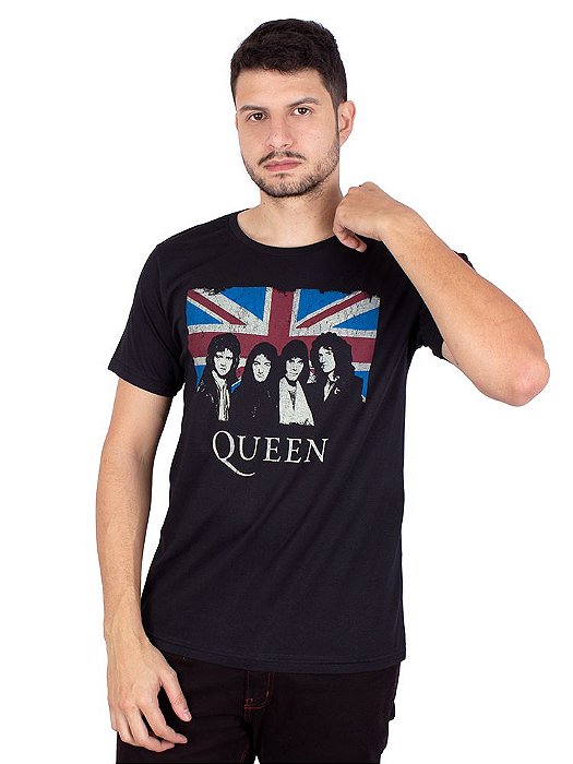 Camiseta Queen UK Preta Oficial - Art Rock - Receba em Casa