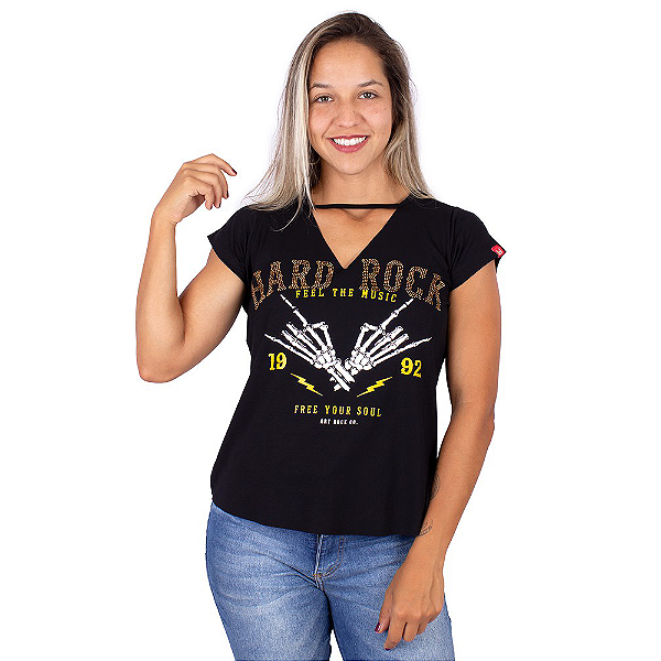 Blusa Choker Hard Rock Preta