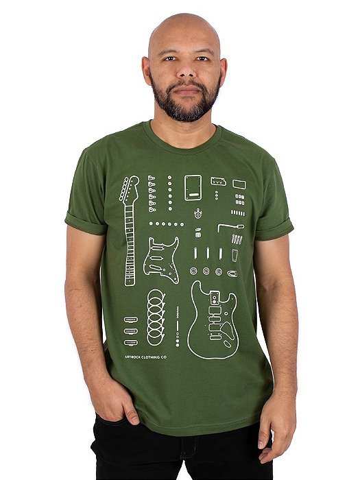 Camiseta Guitarra Deconstruction Verde Cipestre.