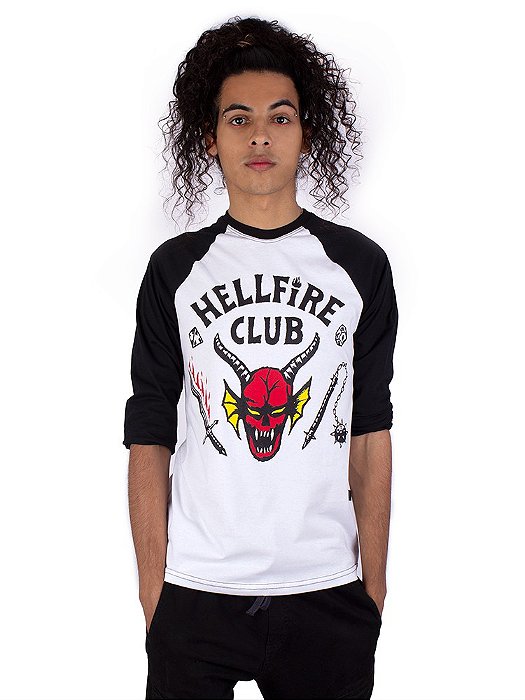 Camiseta Juvenil Manga Longa Stranger Things Hellfire Club Oficial