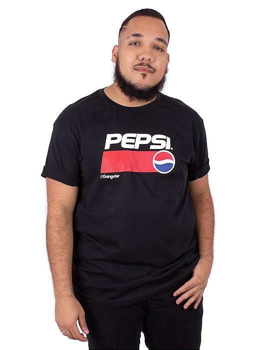 Camiseta Plus Size Pepsi Preta Oficial