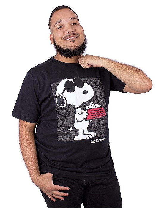 Camiseta Snoopy Bolo Preta Oficial