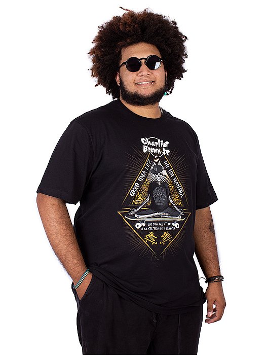 Camiseta Plus Size Charlie Brown Jr. Mantra Preta Oficial