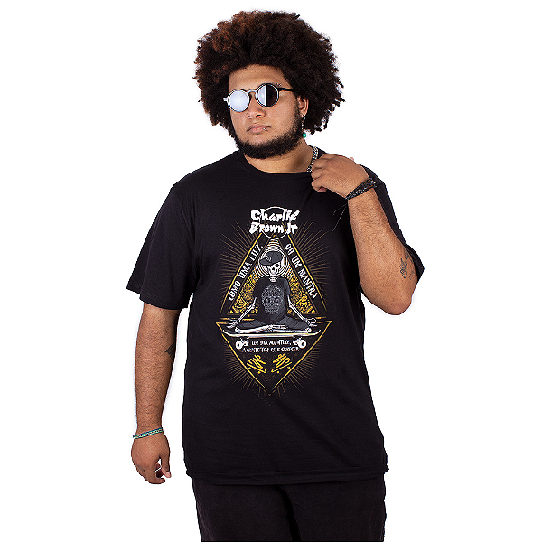 Camiseta Plus Size Charlie Brown Jr. Mantra Preta Oficial