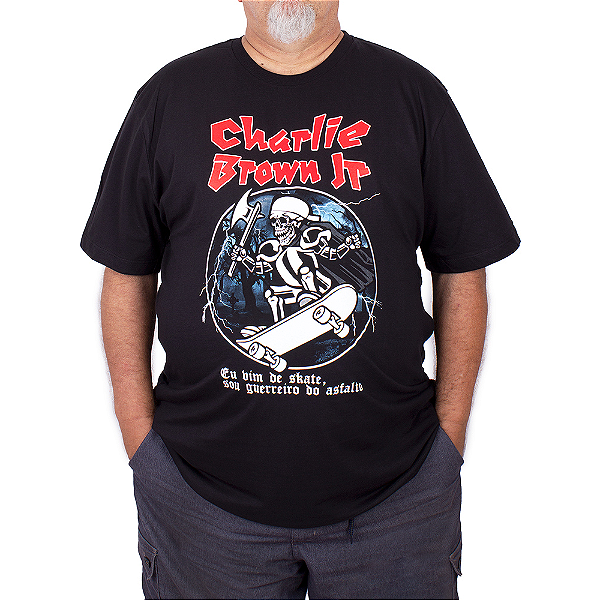 Camiseta Plus Size Charlie Brown Jr. Skate Preta Oficial