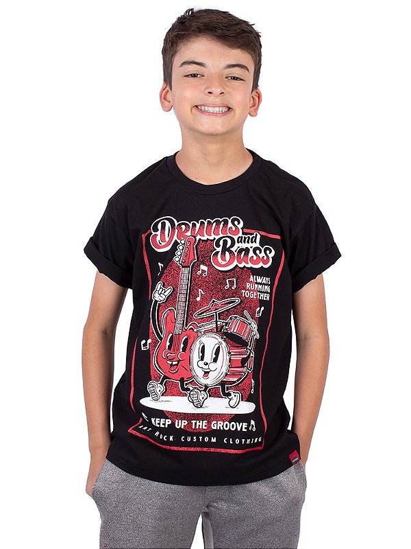 Camiseta Juvenil Rock Comics Preta