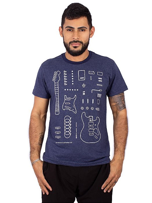 Camiseta Guitarra Deconstruction Azul Denim.