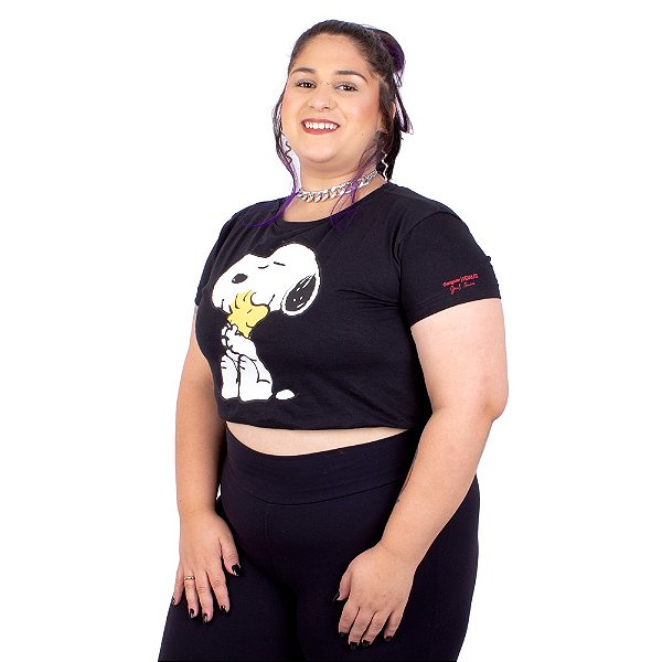 Blusa Cropped Balonê Snoopy Preta Oficial