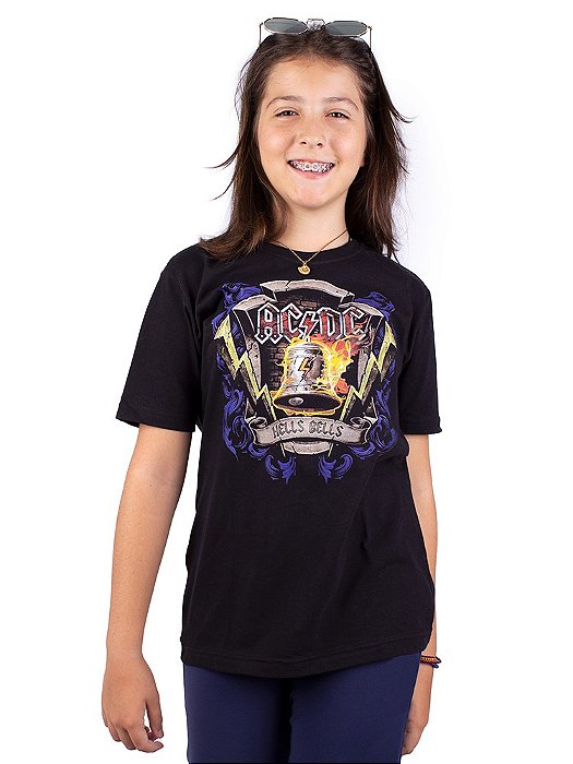 Camiseta Juvenil ACDC Hells Bells Preta Oficial