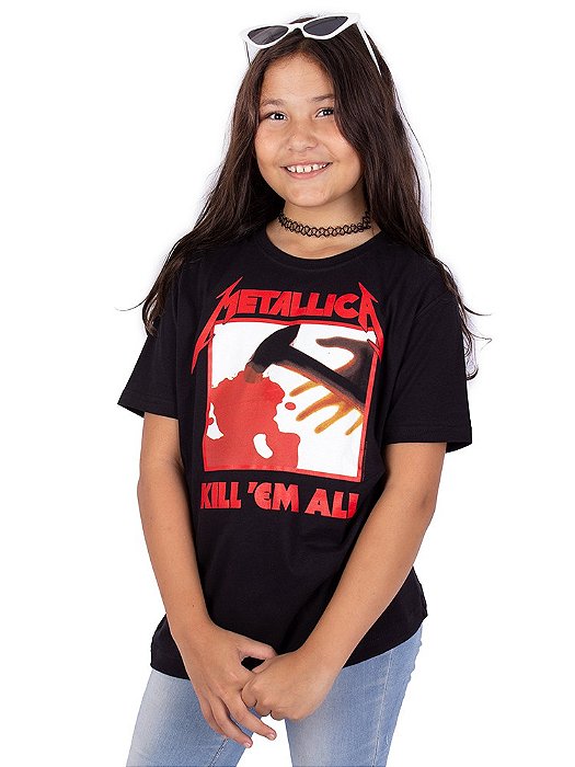 Camiseta Juvenil Metallica Kill 'Em All Preta Oficial - Viva a Vida com  Arte, Viva com Art Rock!