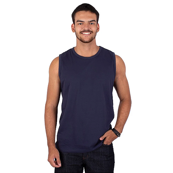 Regata Masculina Machão Básica Marinho.