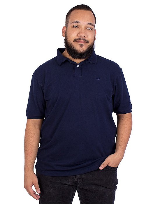 Camisa Polo Plus Size Básica Marinho