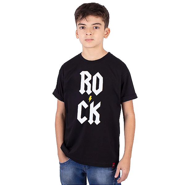 Camiseta Juvenil Rock Vert Preta