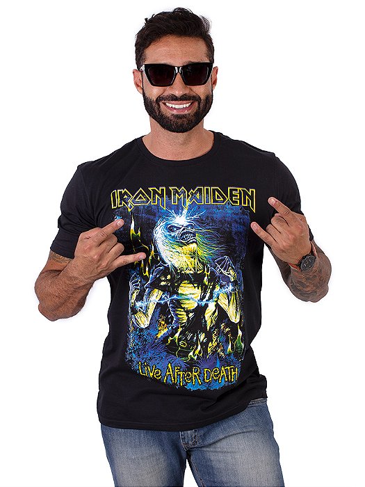 Camiseta Iron Maiden Live After Death Preta Oficial