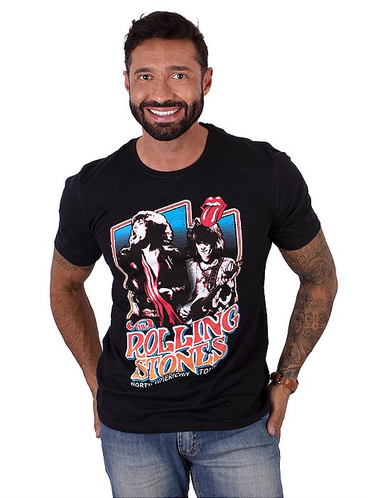 Camiseta Rolling Stones American Tour Preta Oficial