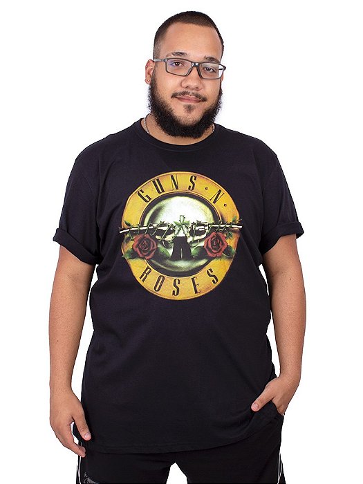 Camiseta Plus Size Guns N' Roses Bullet Preta Oficial