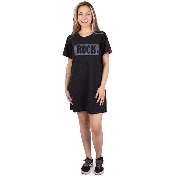 Vestido Tshirt Rock Preto Jaguar