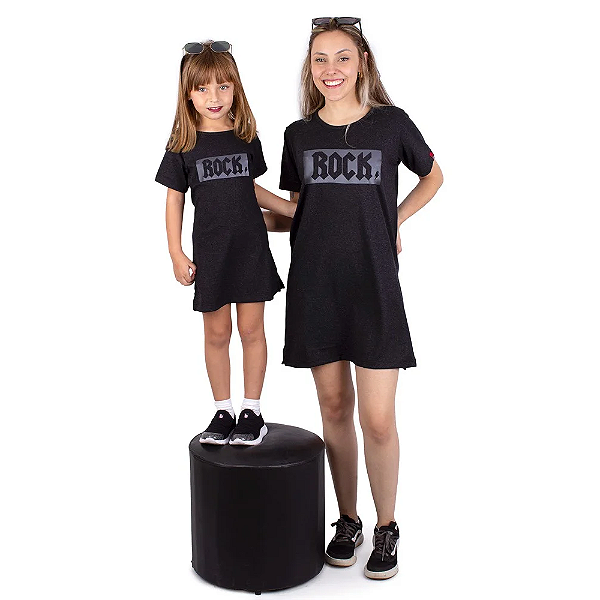 Tal Mãe Tal Filha Vestido TShirt Rock Preto Jaguar