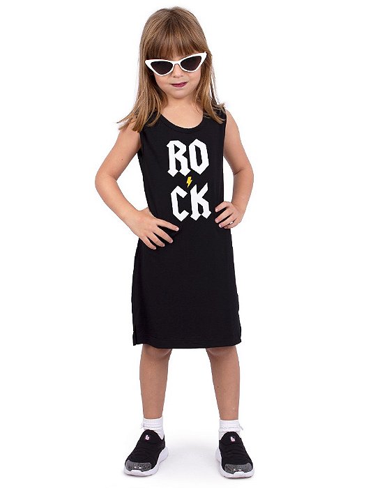 Vestido Infantil Tubinho Rock Vert Preto