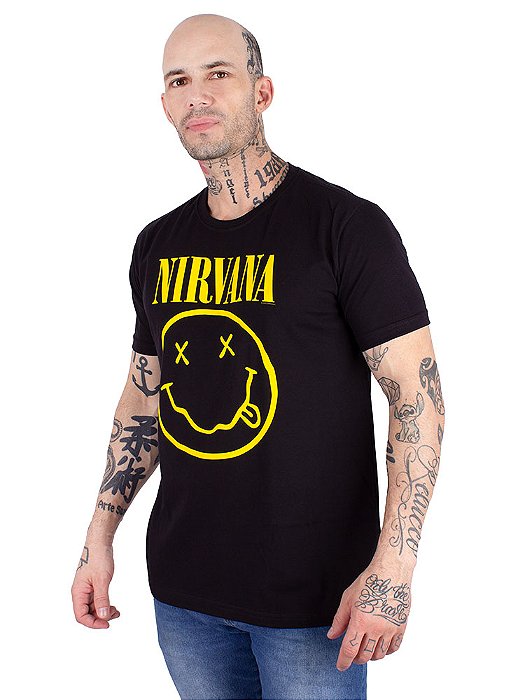 Camiseta Nirvana Smile Preta - Oficial - Viva a Vida com Arte, Viva com Art  Rock!
