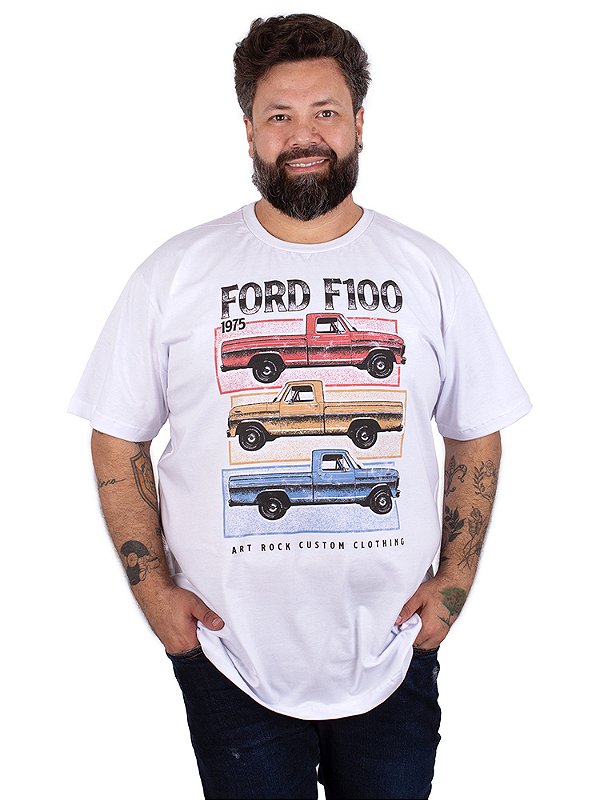 Camiseta Plus Size Ford F100 - Branca.