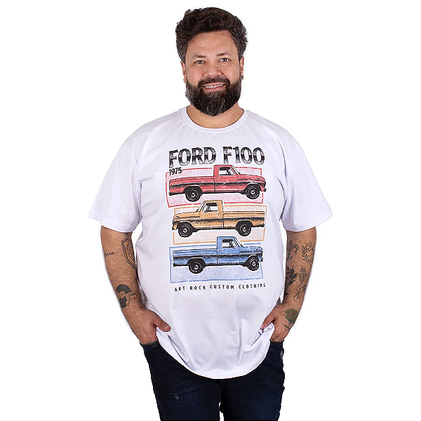 Camiseta Plus Size Ford F100 Branca.