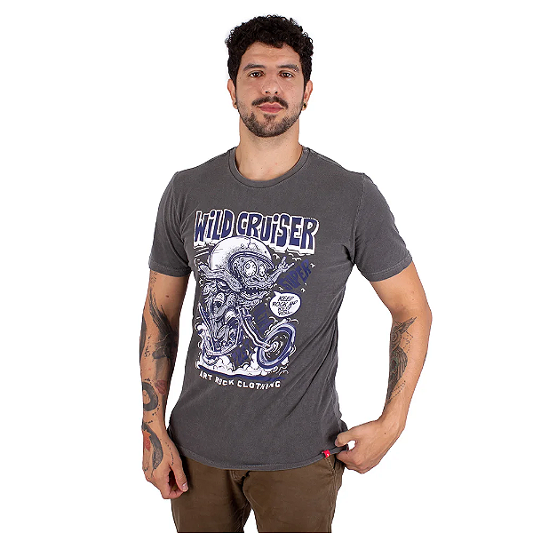 Camiseta Estonada Moto Wild Preta.