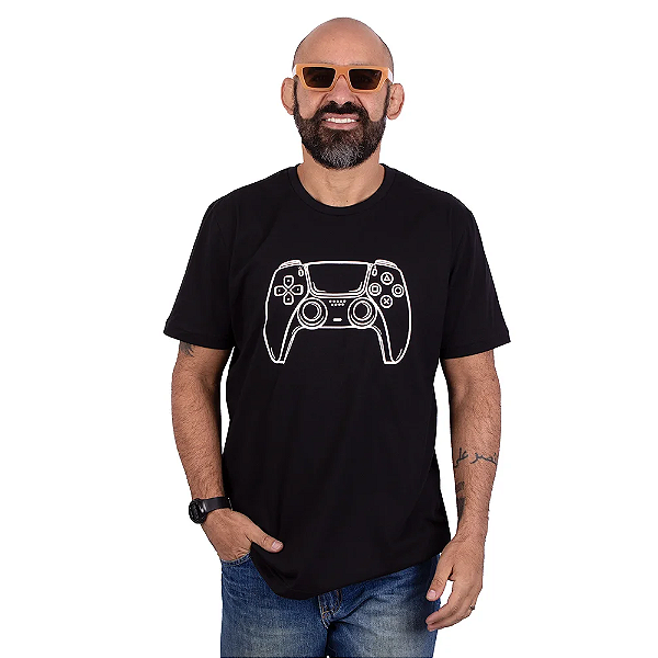 Camiseta Controle Gamer Preta.