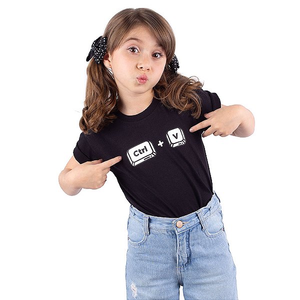 Camiseta Infantil Cópia CTRL V Preta