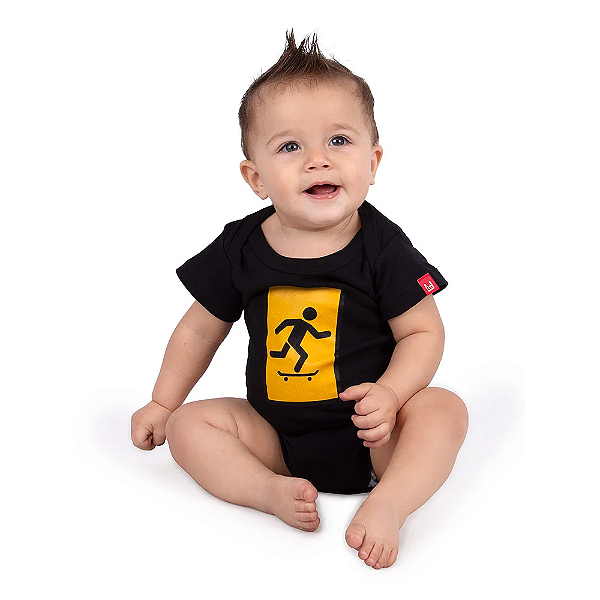 Body Bebê Skate Picto Preto