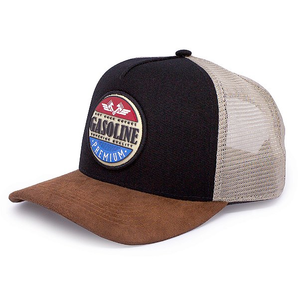 Boné Masculino Trucker Estilo Aba Curva e Snapback Linha Luxo (Caramelo)