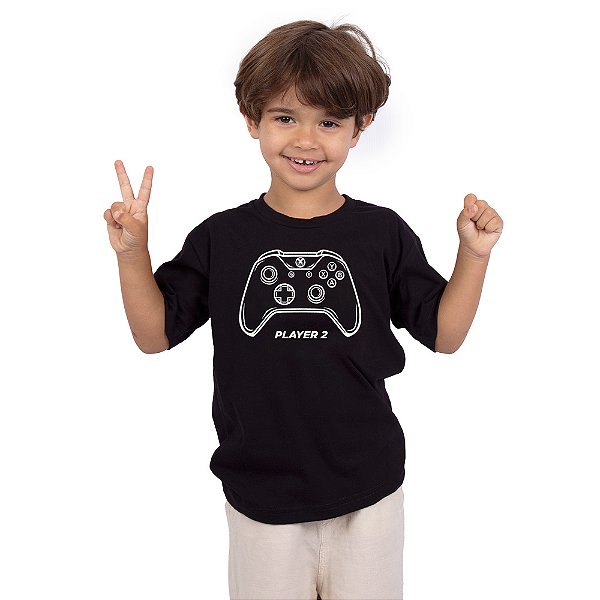 Camiseta Infantil Player 2 Xbox - Preta