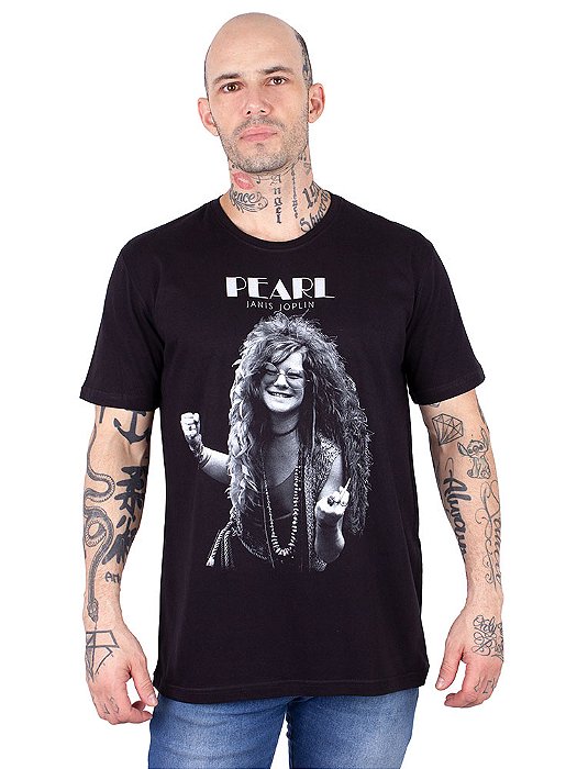 Camiseta Pearl Janis Joplin Preta - Oficial