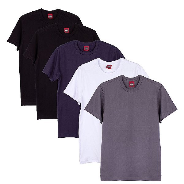 Pack 5 Camisetas Lisas Plus Size 100% Algodão G5 Até G8.