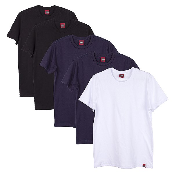 Pack 5 Camisetas Lisas 100% Algodão.