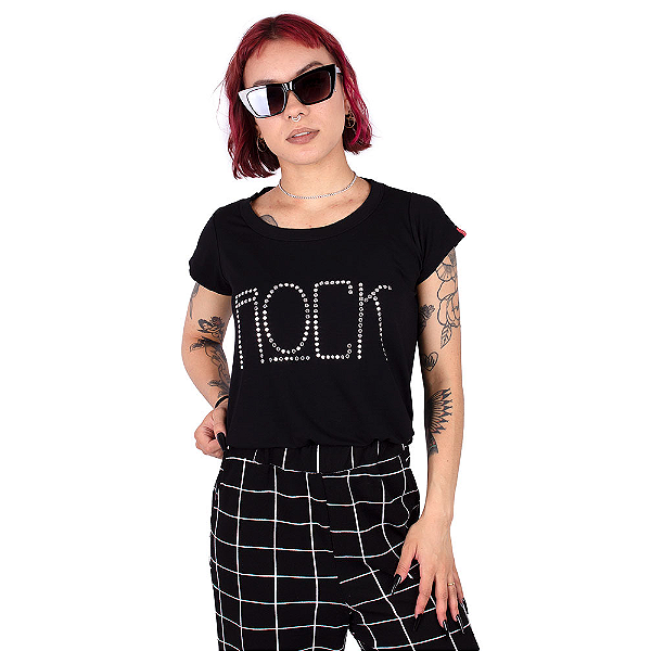 Blusa Gola Redonda Long Rock Preta