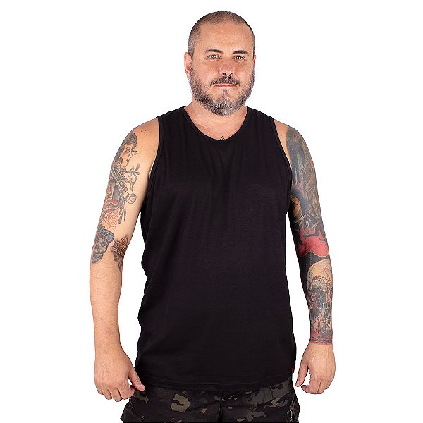 Regata Plus Size Masculina Básica - Preta