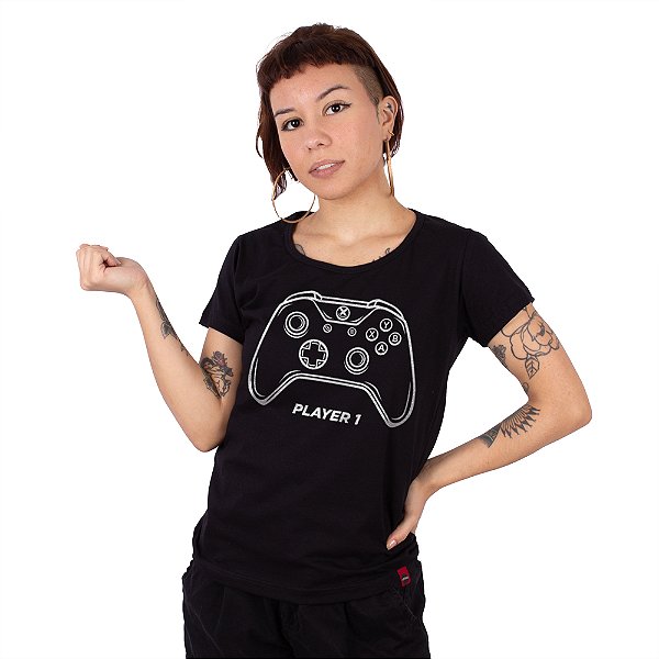 Camiseta Feminina Player 1 XBOX Preta