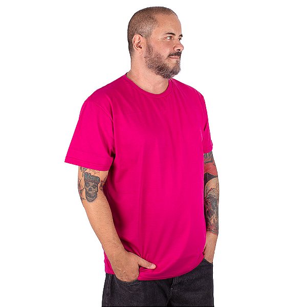 Camiseta Plus Size Básica Rosa Pink.