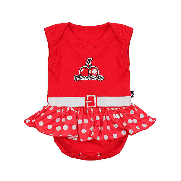 Body Bebê Futura Pin Up Com Saia Vermelho