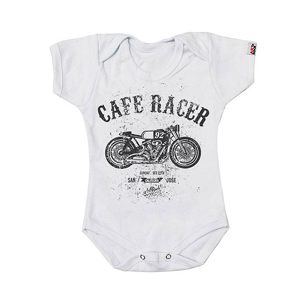 Body Bebê Moto Café Racer Branco