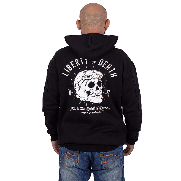 Moletom Canguru Zíper Moto Liberty Preto