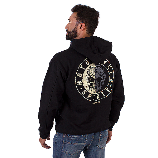 Moletom Canguru Zíper Moto Spirit Preto