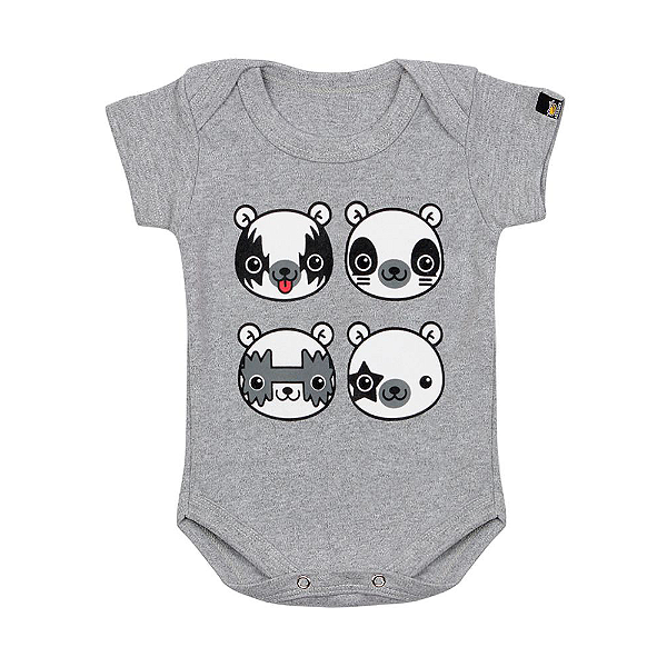 Body Bebê Kiss Bear Cinza Mescla