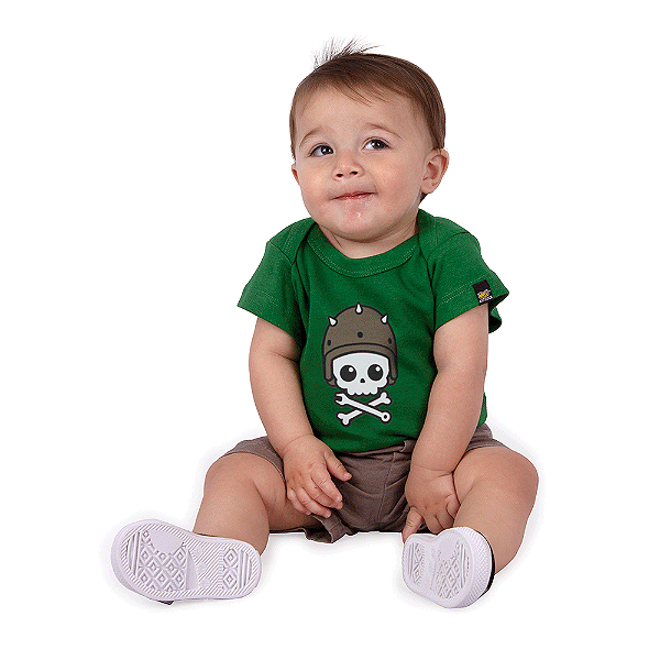 Body Bebê Caveirinha Motoqueira Verde