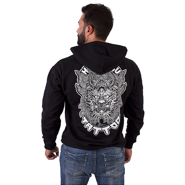 Moletom Canguru Zíper Hori Atsu Preto